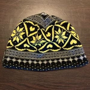 Obermeyer beanie wool blend yellow and black